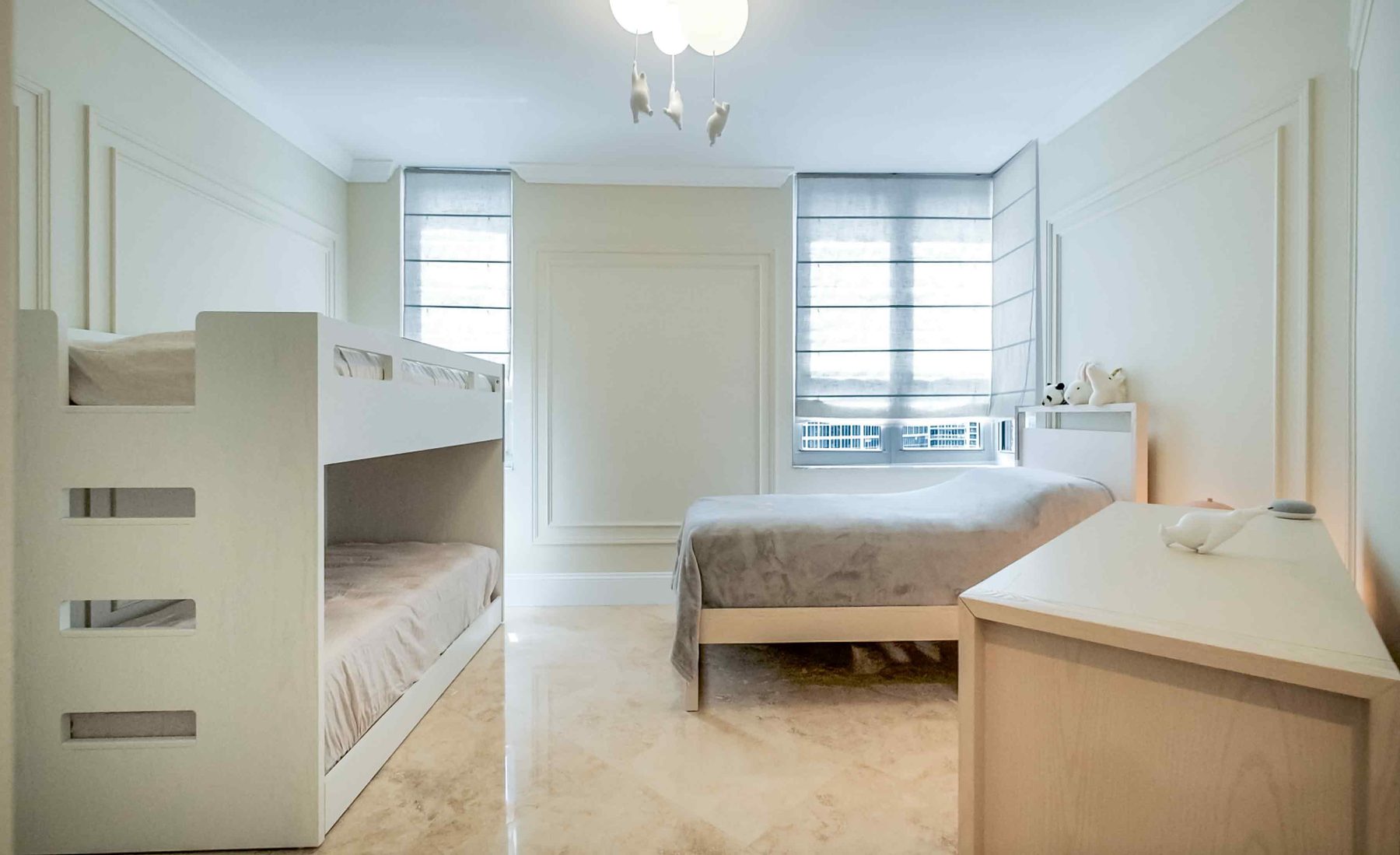 Second bedroom with built-in bunks plus a full bed