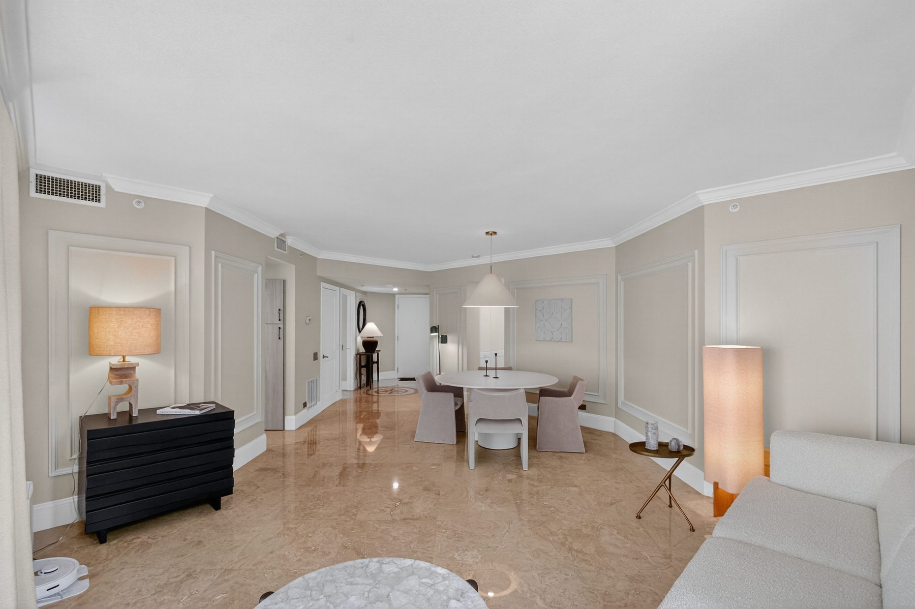 Living room with European designer furniture