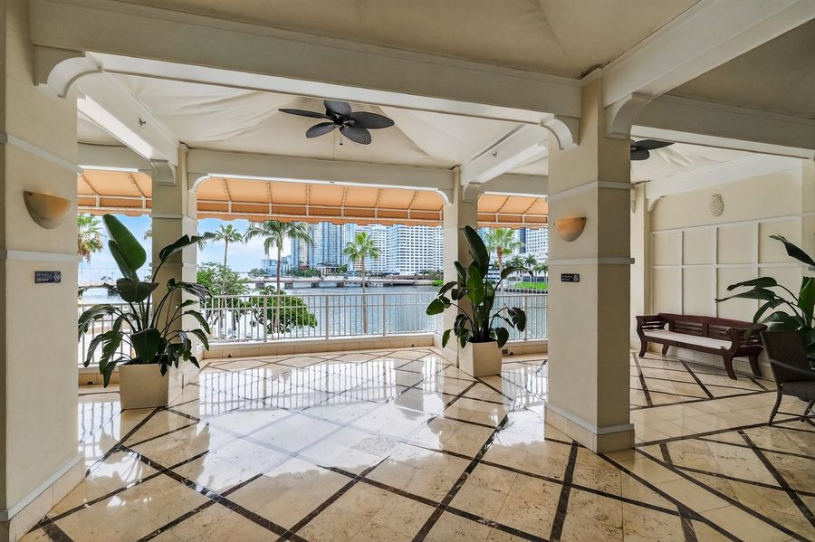 Covered waterfront terrace
